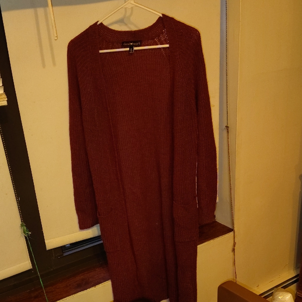 Derek Heart Women's Burgundy Cardigan